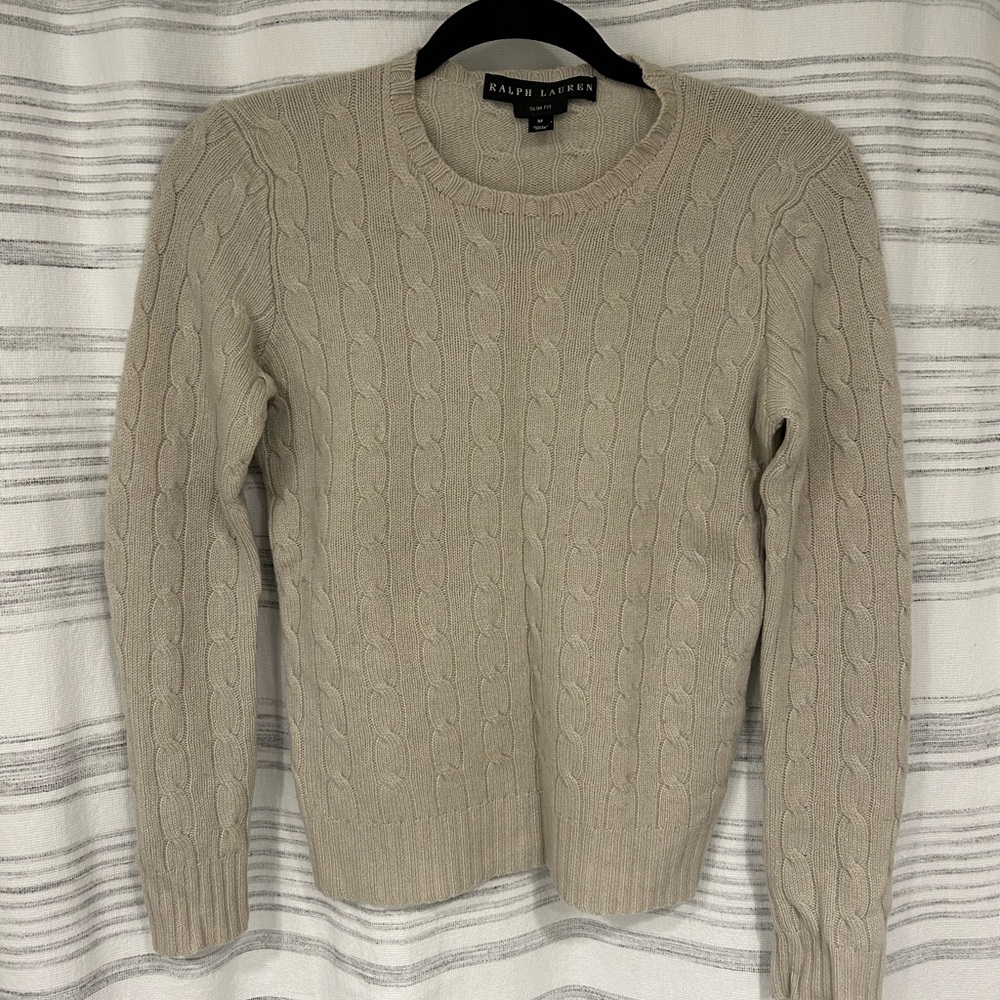Ralph Lauren cable knit crewneck sweater - Beige/ cream